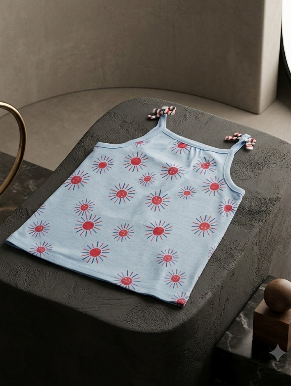 wonder nation Blue Tank Top with Red Sunburst Print